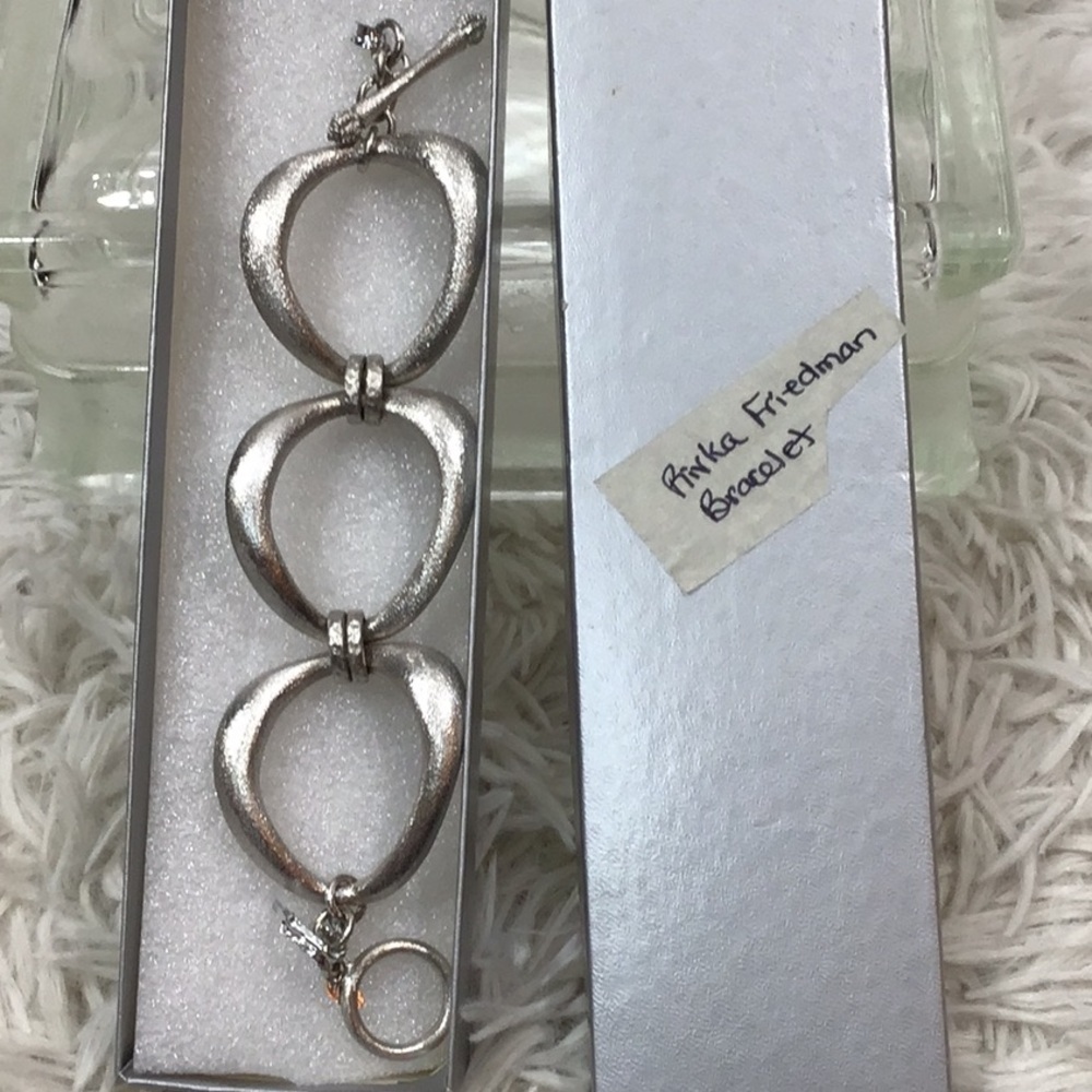 Rivka Friedman white rhodium oval link bracelet